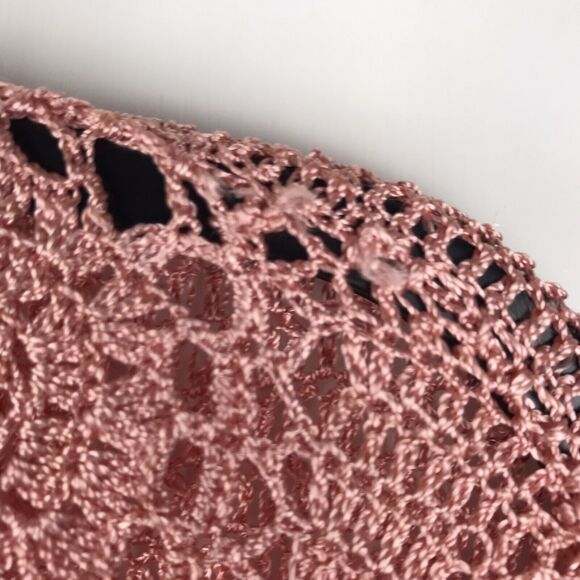 BCBG Max Azria Pink Sweater Crochet Knit Floral Long Sleeve Square Neck Medium - Picture 3 of 10